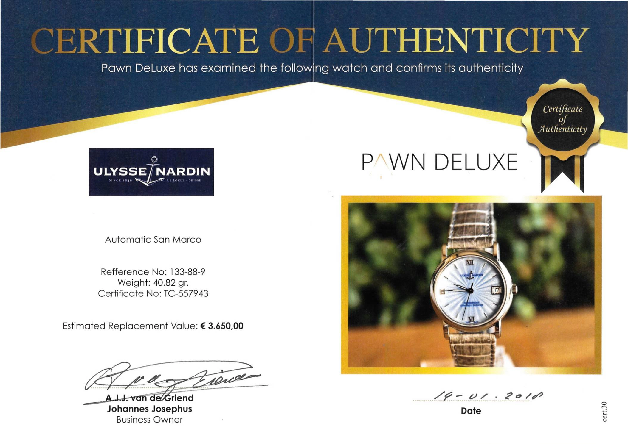 Ulysse Nardin San Marco Ref. 133 88 9 Pawndeluxe Exclusieve