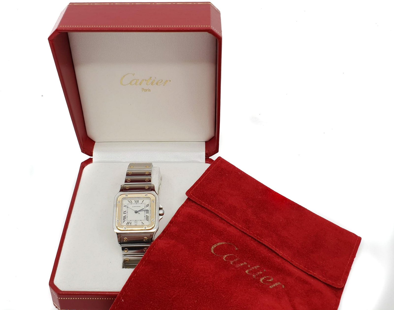 Cartier Santos Galbée 1566 Gold/Steel - Pawndeluxe Exclusieve producten ...