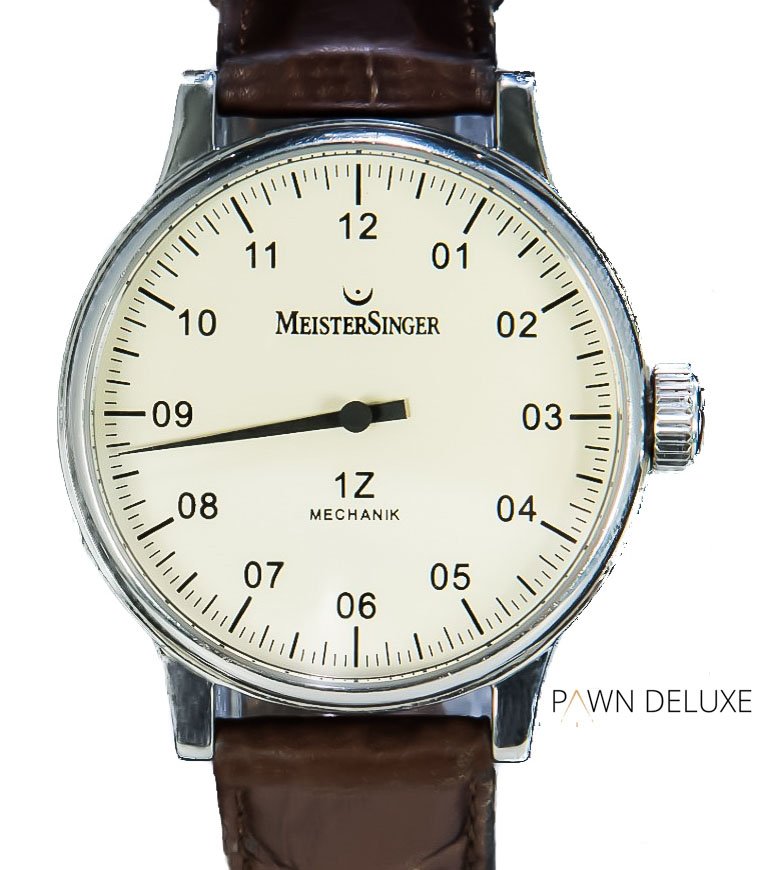 Meistersinger 1Z Mechanik O 43 mm Arabic Numeral Display Back AM 3.03S Pawndeluxe Exclusieve producten en rare collectebles